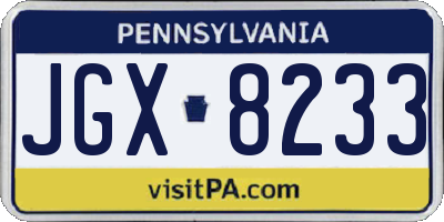 PA license plate JGX8233