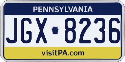 PA license plate JGX8236