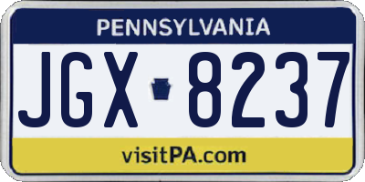 PA license plate JGX8237