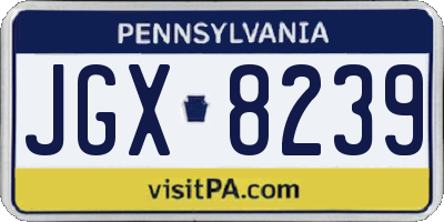 PA license plate JGX8239