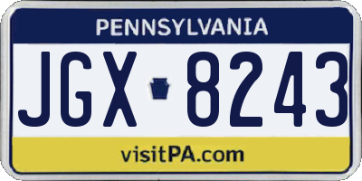 PA license plate JGX8243
