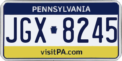 PA license plate JGX8245