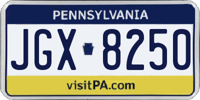 PA license plate JGX8250