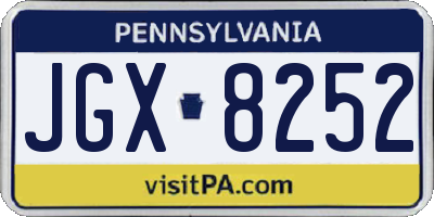 PA license plate JGX8252