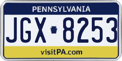 PA license plate JGX8253