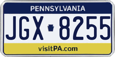 PA license plate JGX8255