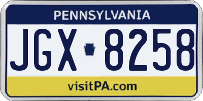 PA license plate JGX8258