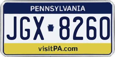 PA license plate JGX8260