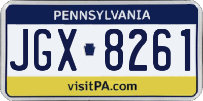 PA license plate JGX8261