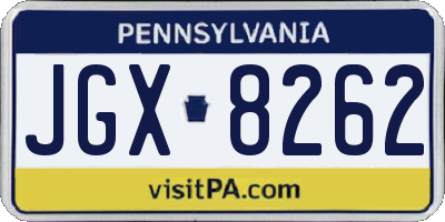 PA license plate JGX8262