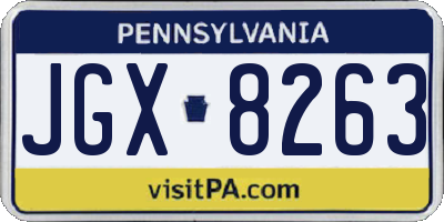 PA license plate JGX8263