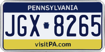 PA license plate JGX8265