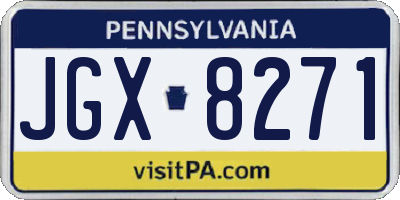 PA license plate JGX8271