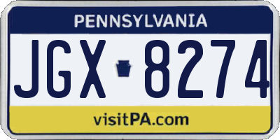 PA license plate JGX8274