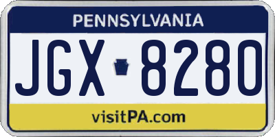PA license plate JGX8280