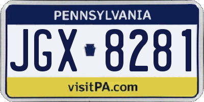 PA license plate JGX8281
