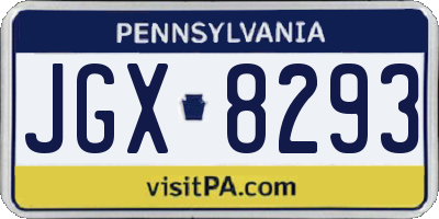 PA license plate JGX8293