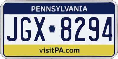 PA license plate JGX8294