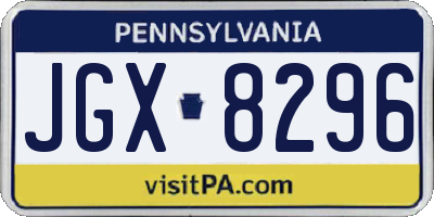PA license plate JGX8296