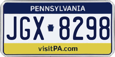 PA license plate JGX8298