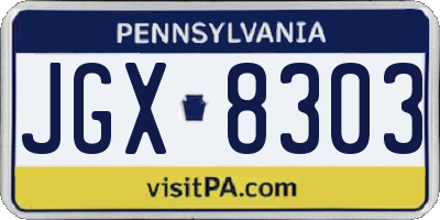 PA license plate JGX8303