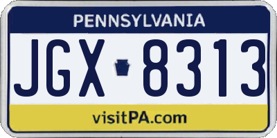 PA license plate JGX8313