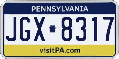 PA license plate JGX8317