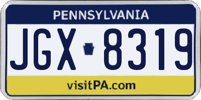 PA license plate JGX8319