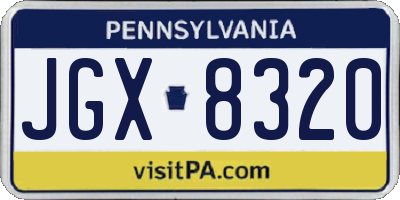 PA license plate JGX8320
