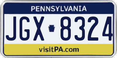 PA license plate JGX8324