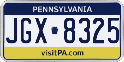 PA license plate JGX8325