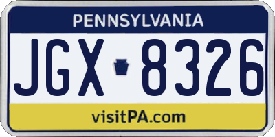 PA license plate JGX8326