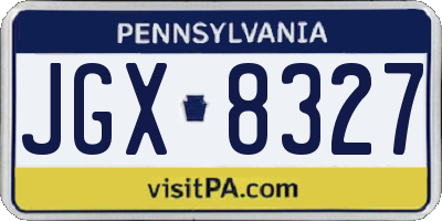 PA license plate JGX8327