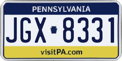 PA license plate JGX8331