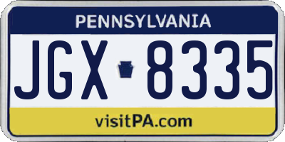 PA license plate JGX8335