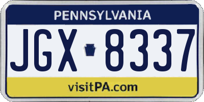PA license plate JGX8337