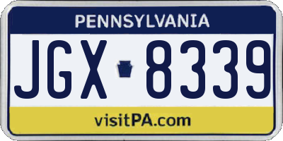PA license plate JGX8339