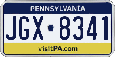 PA license plate JGX8341