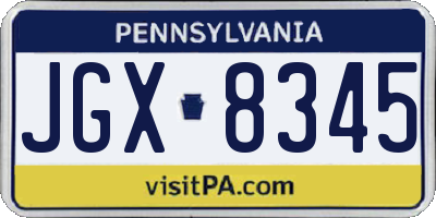 PA license plate JGX8345