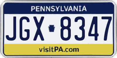 PA license plate JGX8347