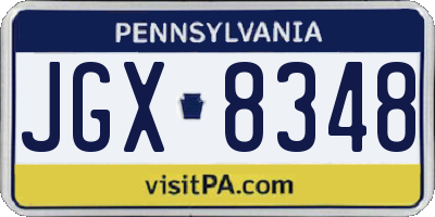 PA license plate JGX8348