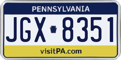 PA license plate JGX8351
