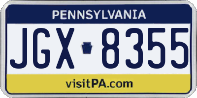 PA license plate JGX8355