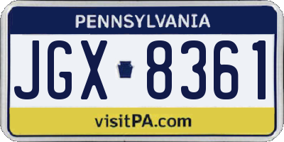 PA license plate JGX8361
