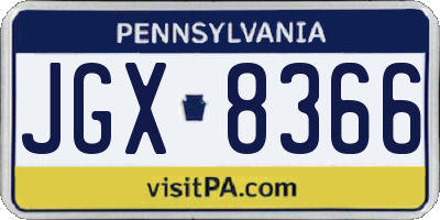 PA license plate JGX8366