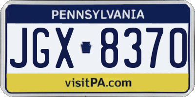PA license plate JGX8370