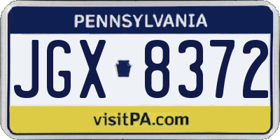 PA license plate JGX8372