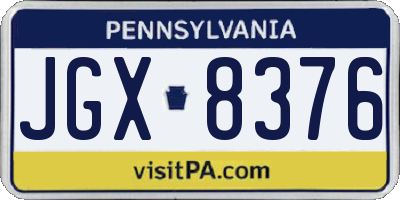 PA license plate JGX8376