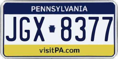 PA license plate JGX8377