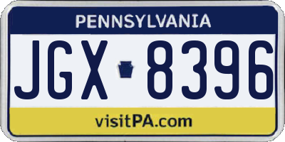 PA license plate JGX8396